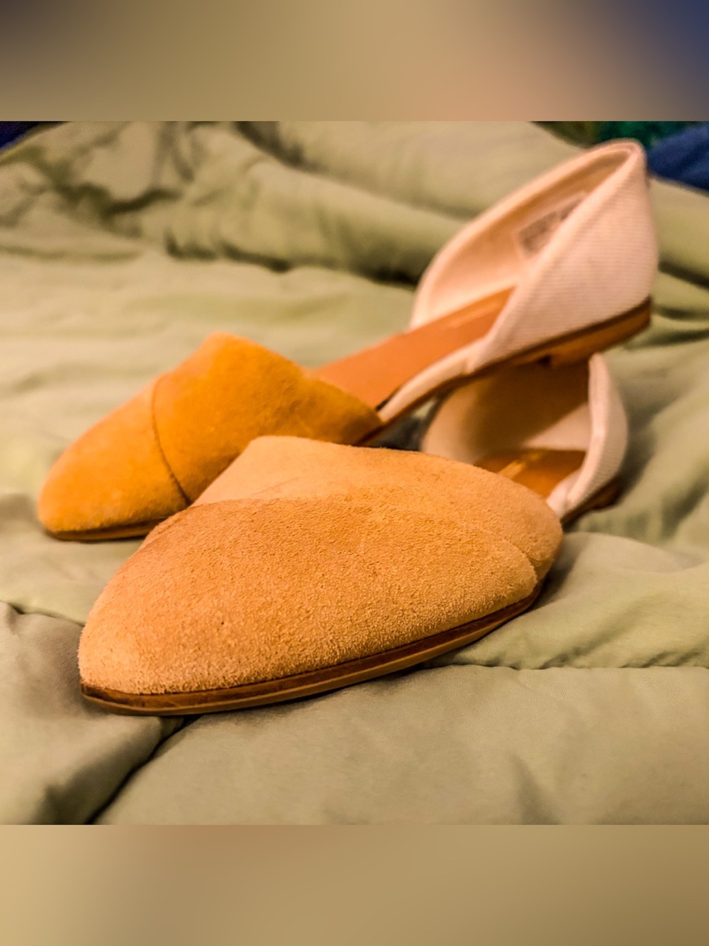 Toms Jutti D'Orsay Pointed Flats in Tan & Creme